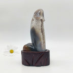 Agate Geode Dingding with Wooden Stand