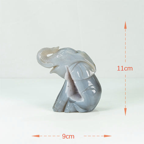 Agate Geode  Elephant Carving