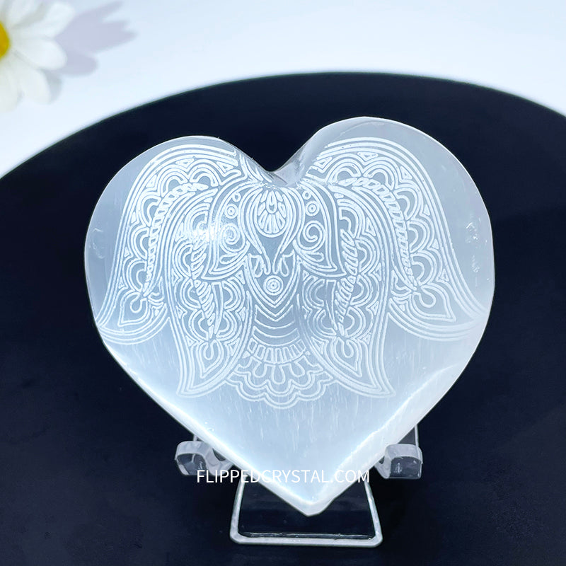 Selenite Engraving Heart