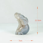 Agate Geode  Elephant Carving
