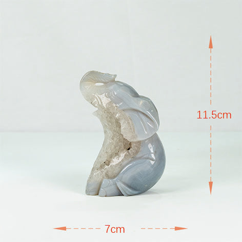 Agate Geode  Elephant Carving