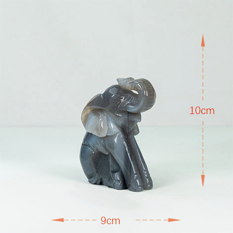 Agate Geode  Elephant Carving
