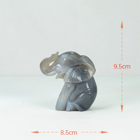 Agate Geode  Elephant Carving