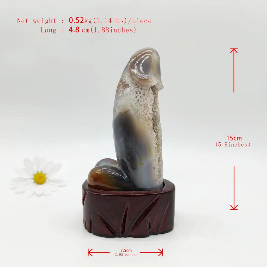 Agate Geode Dingding with Wooden Stand