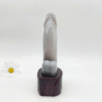 Agate Geode Dingding with Wooden Stand type 2