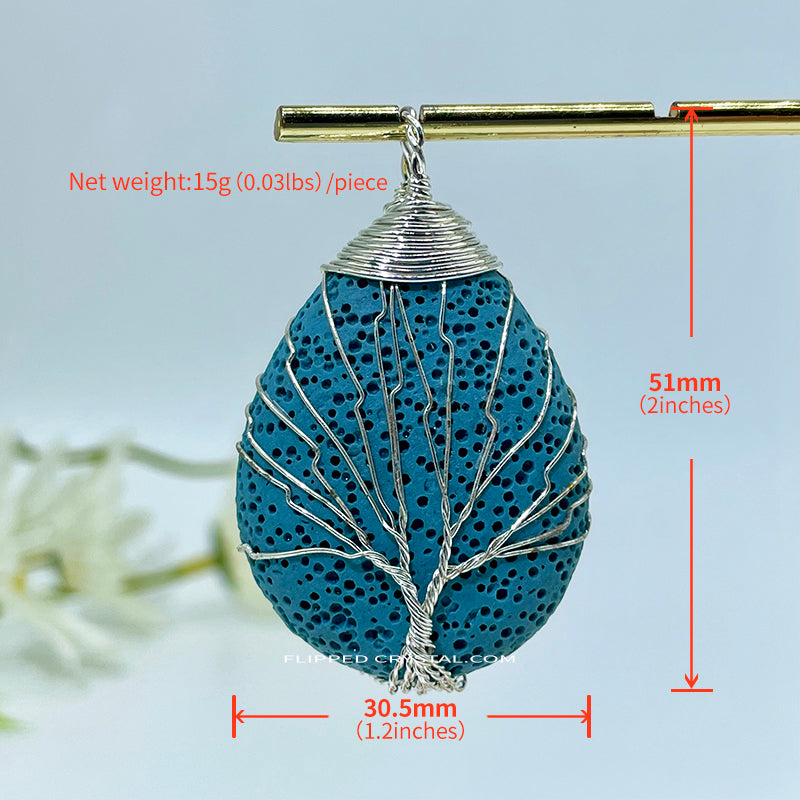 Wired Lava stone Water Drop Pendant