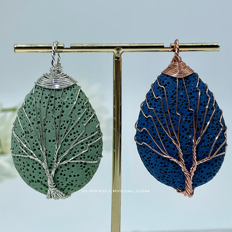 Wired Lava stone Water Drop Pendant