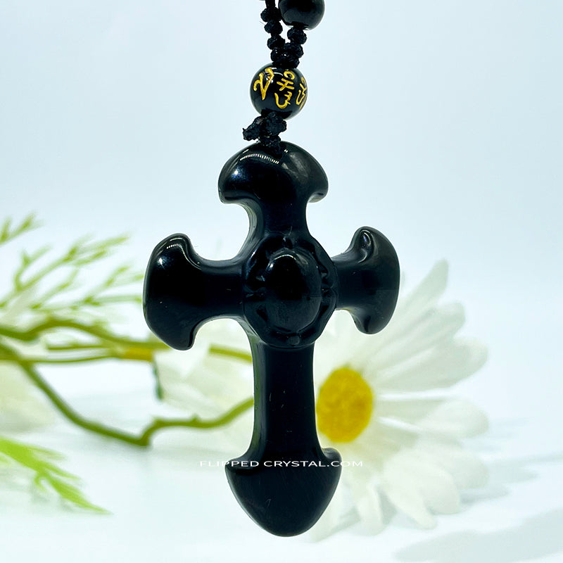 Obsidian Cross Necklace