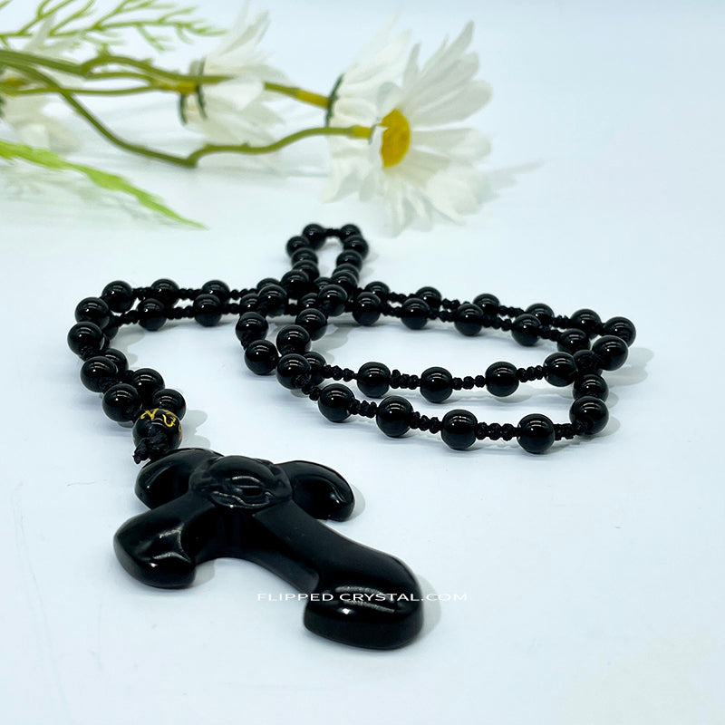 Obsidian Cross Necklace