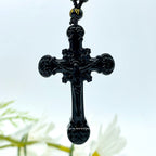 Obsidian Cross Necklace