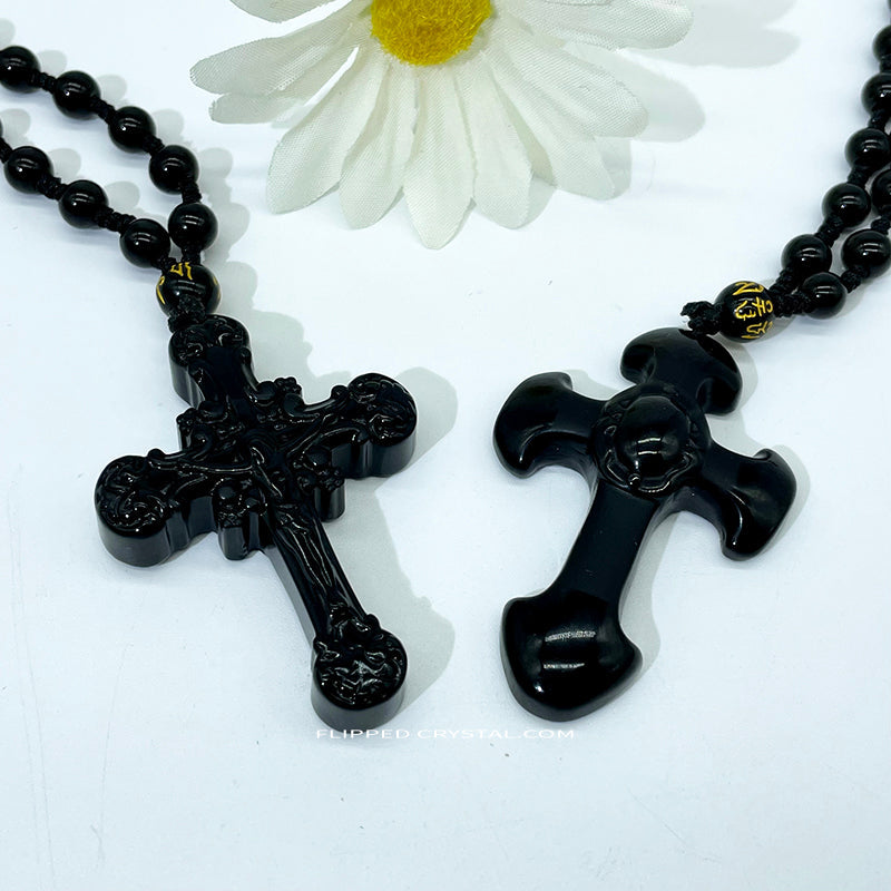 Obsidian Cross Necklace