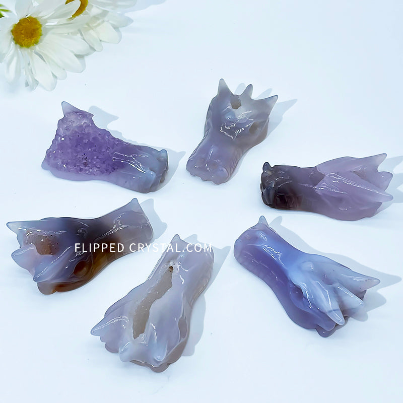 Agate Geode Dragon Head
