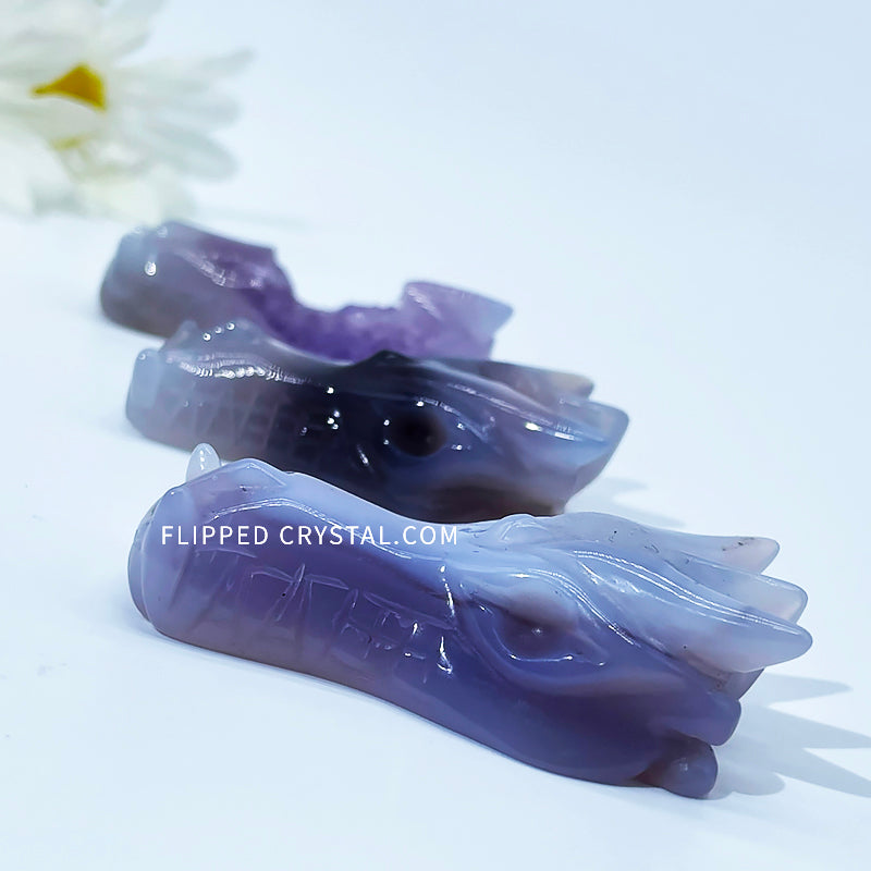Agate Geode Dragon Head