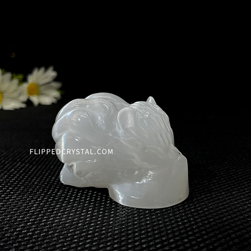 Selenite Nine Tailed Fox