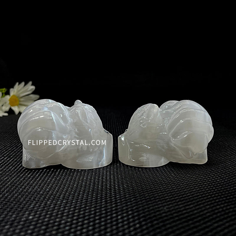 Selenite Nine Tailed Fox