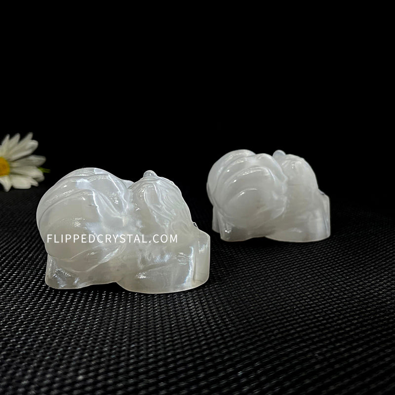Selenite Nine Tailed Fox
