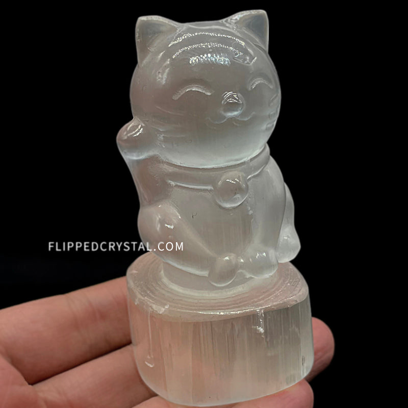 Selenite Fortune Cat
