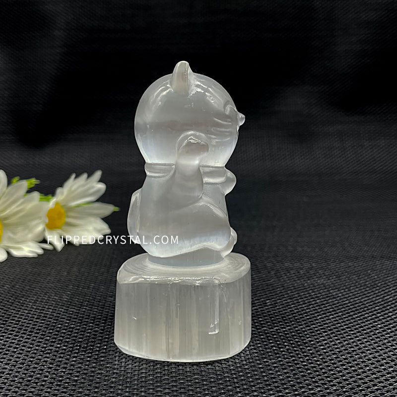 Selenite Fortune Cat