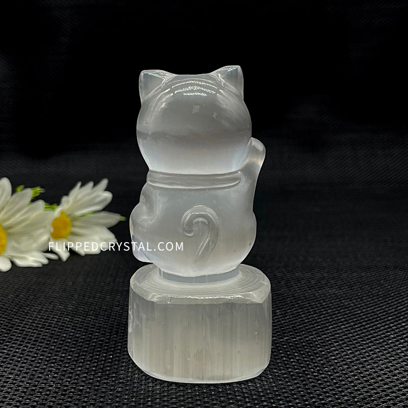 Selenite Fortune Cat