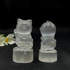 Selenite Fortune Cat