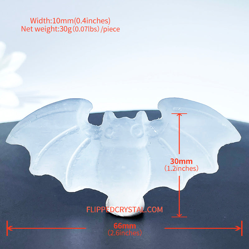 Selenite Bat Carving