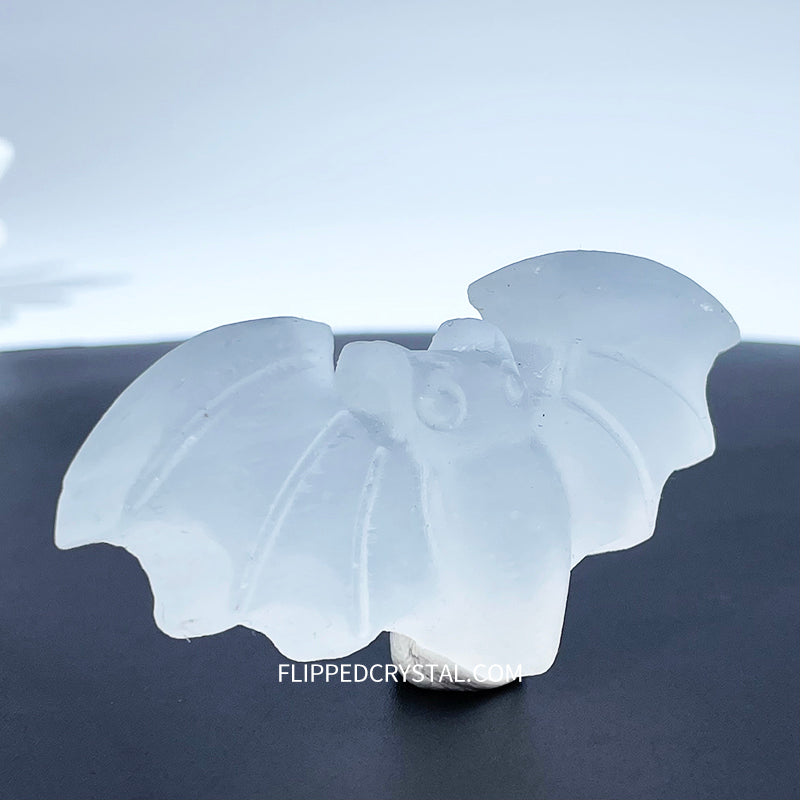 Selenite Bat Carving