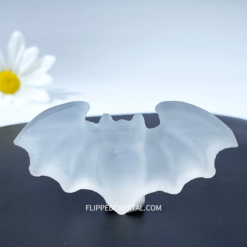 Selenite Bat Carving