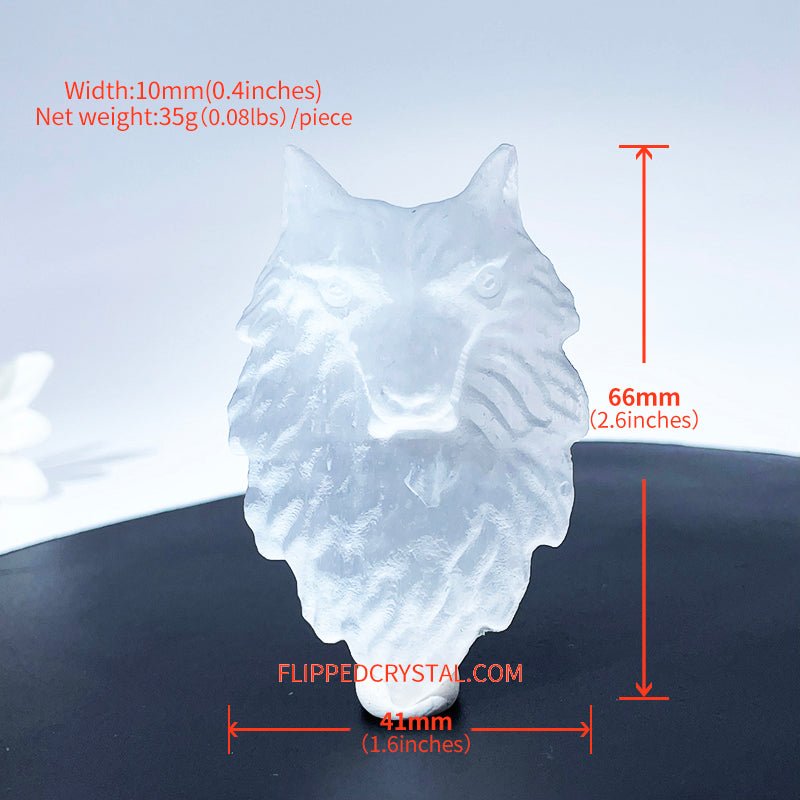 Selenite Wolf Head