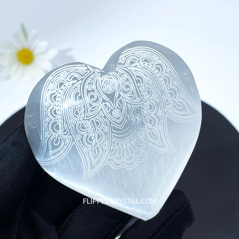 Selenite Engraving Heart