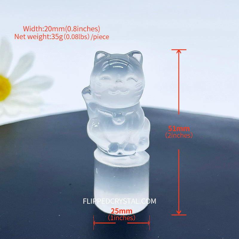 Selenite  small Fortune Cat