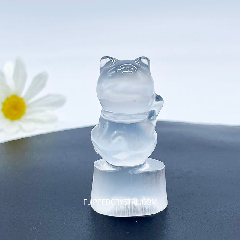 Selenite  small Fortune Cat
