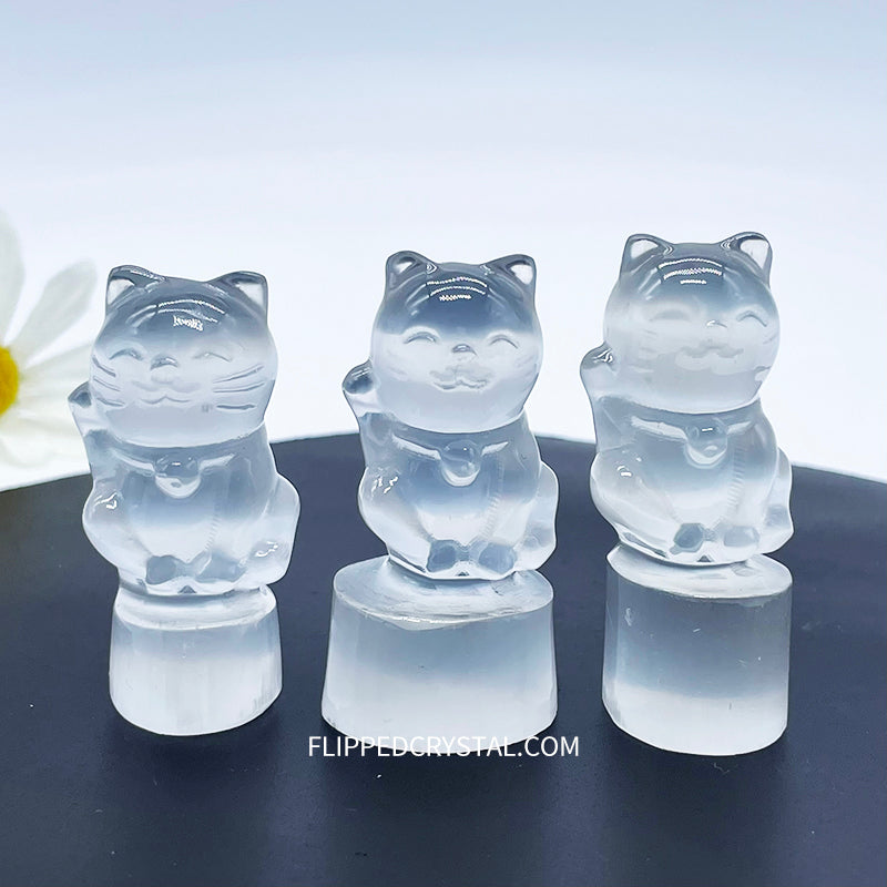 Selenite  small Fortune Cat
