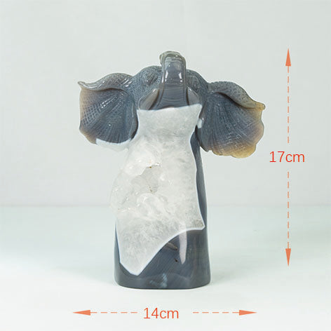 Agate Geode Fly  Elephant Carving