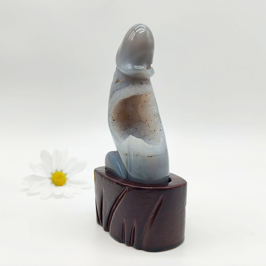 Agate Geode Dingding with Wooden Stand type 3