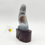 Agate Geode Dingding with Wooden Stand type 3