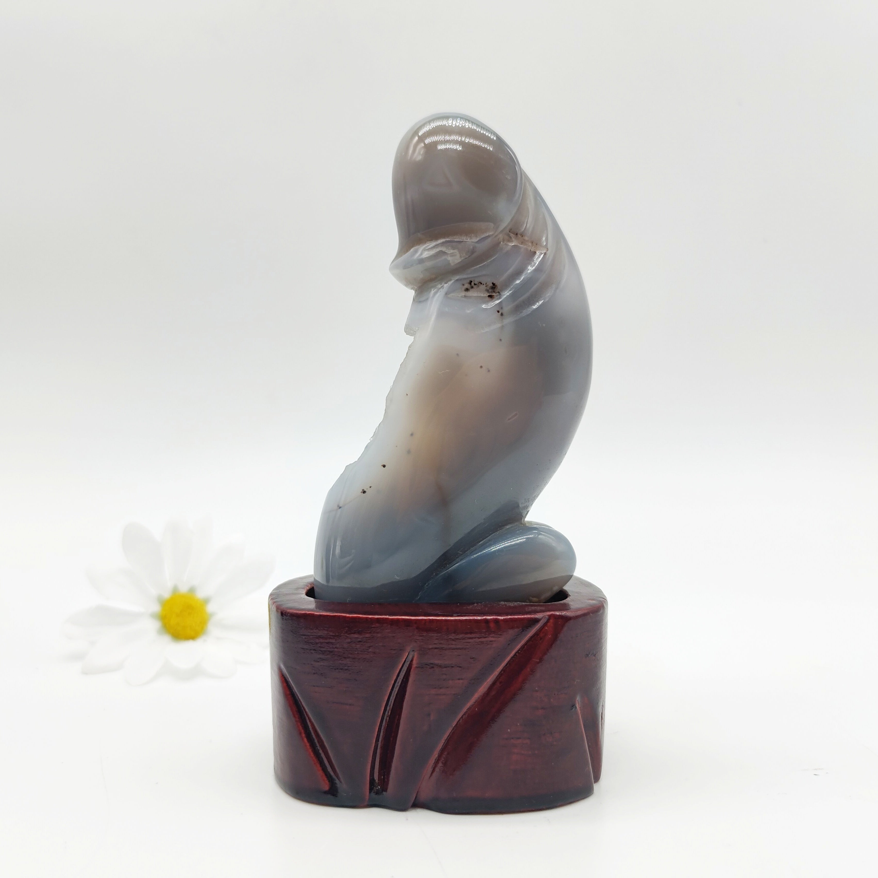 Agate Geode Dingding with Wooden Stand type 3