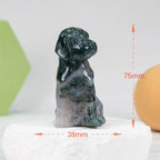 Moss agate dog  carving