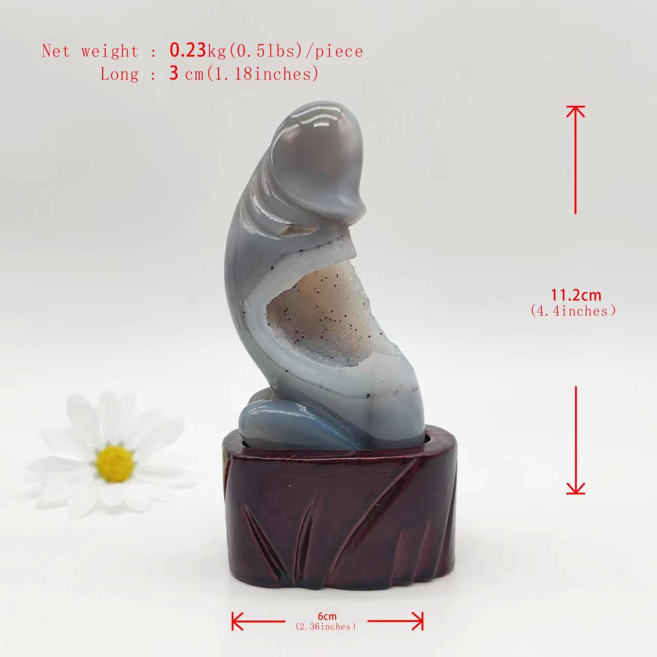 Agate Geode Dingding with Wooden Stand type 3