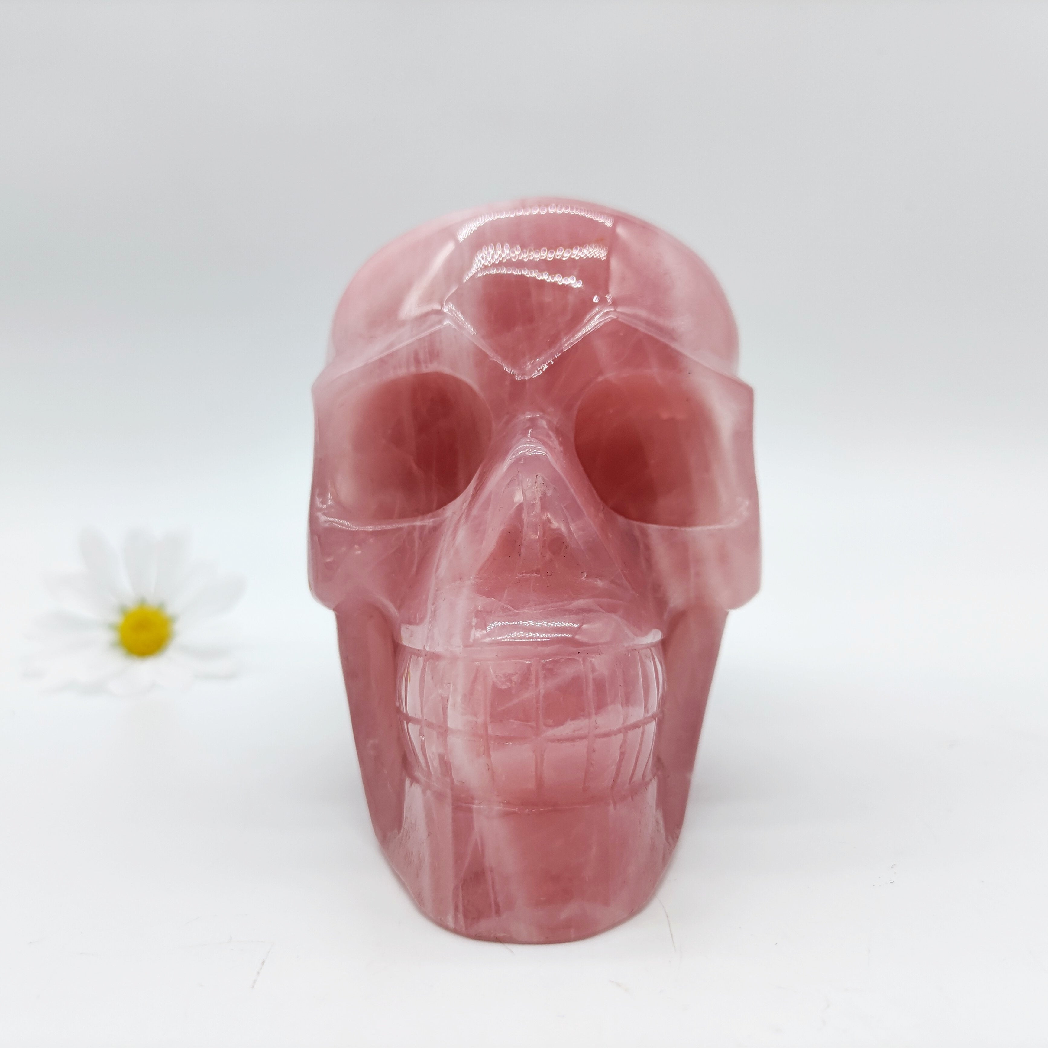 Unique Rose Quartz Huge Skull