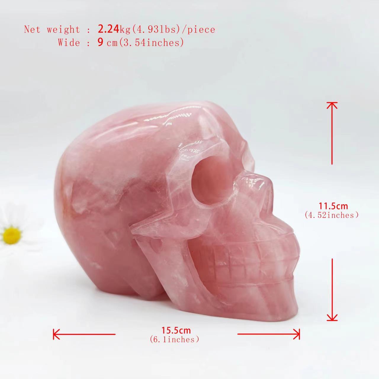 Unique Rose Quartz Huge Skull