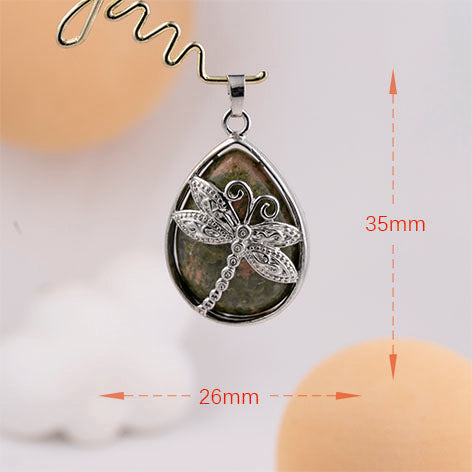 Inlay Dargonfly Water Drop Pendant