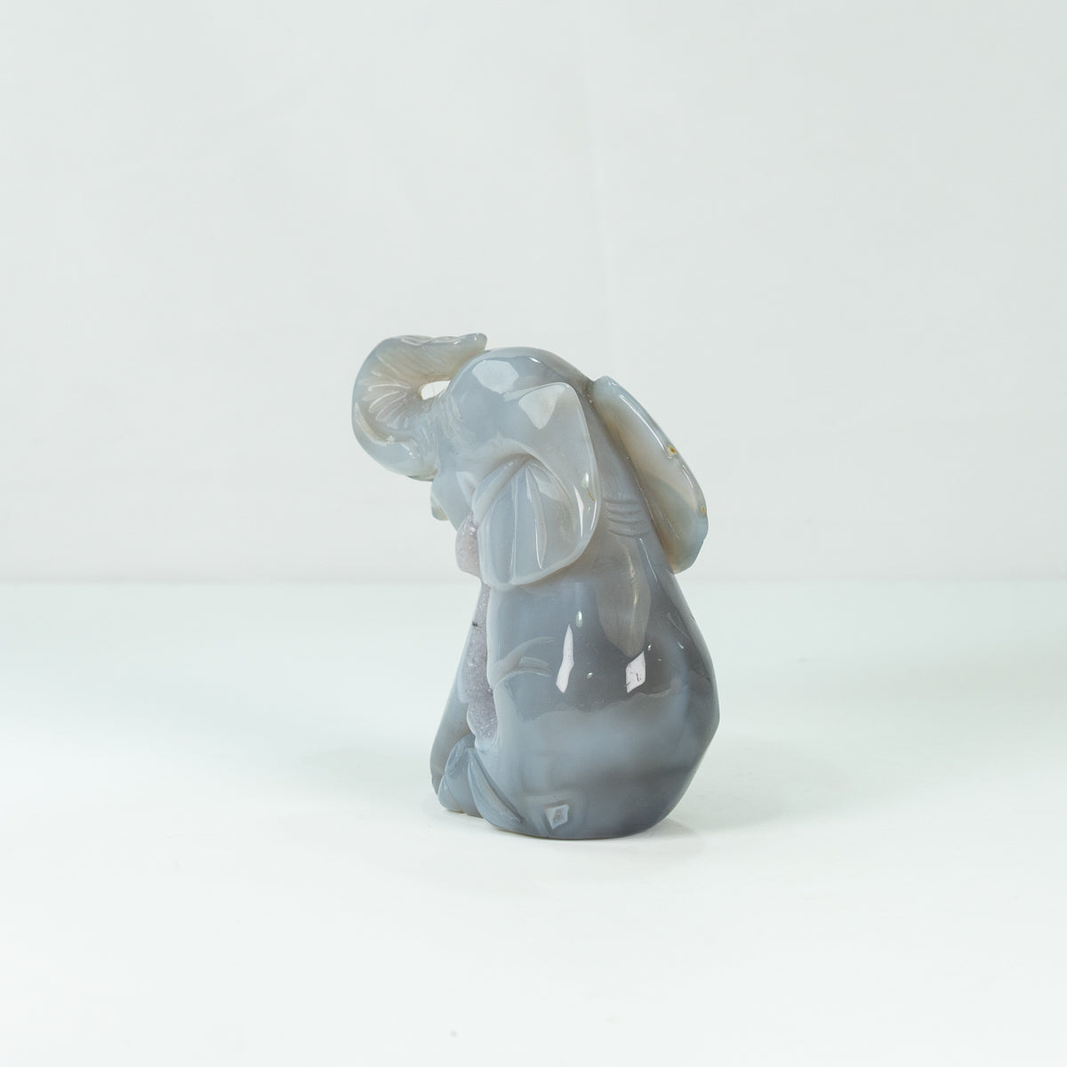 Agate Geode  Elephant Carving