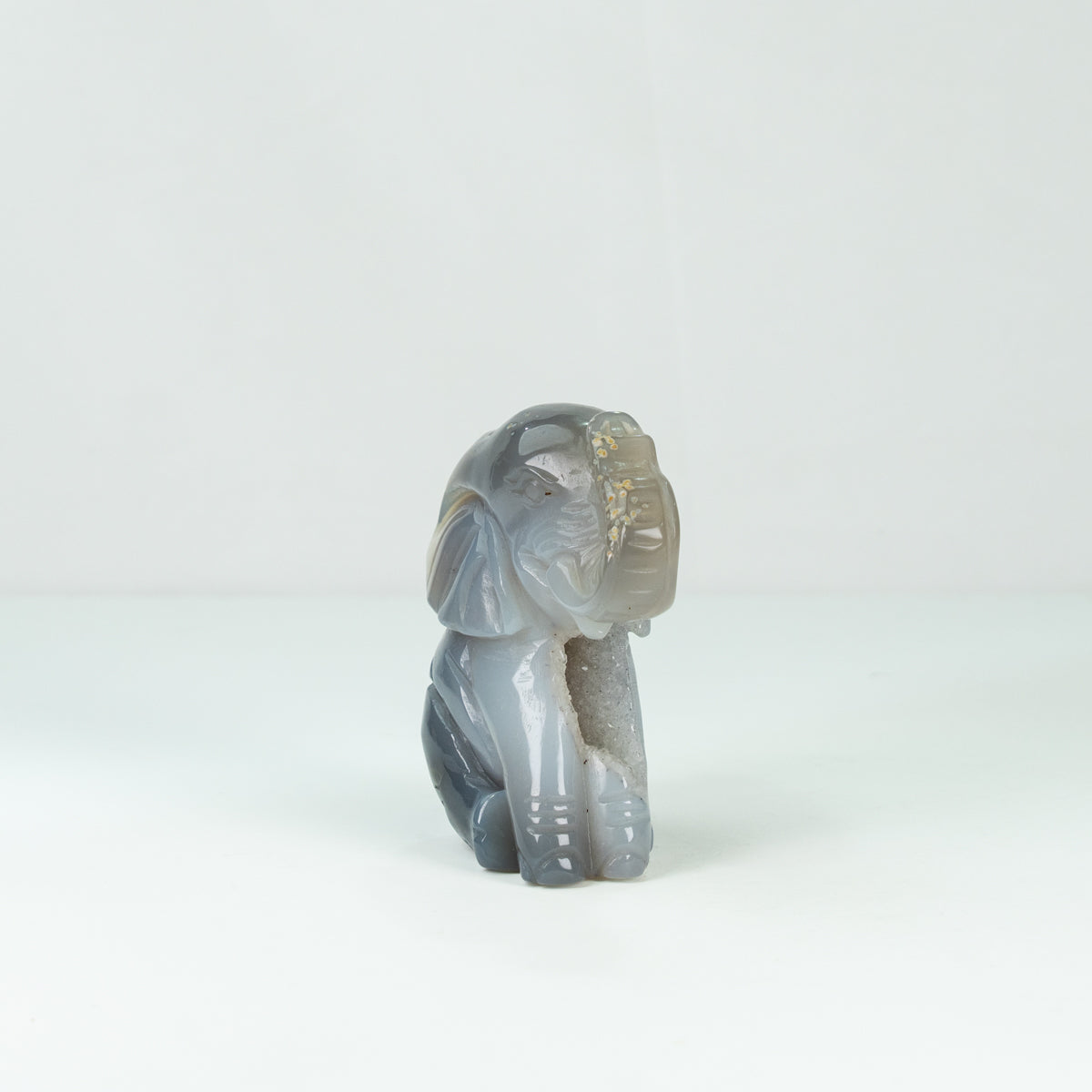 Agate Geode  Elephant Carving