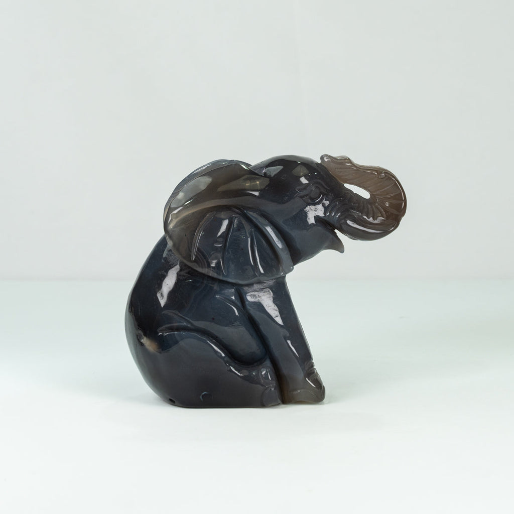 Agate Geode  Elephant Carving