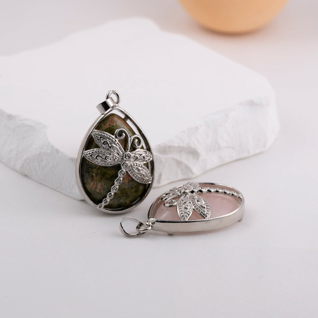 Inlay Dargonfly Water Drop Pendant