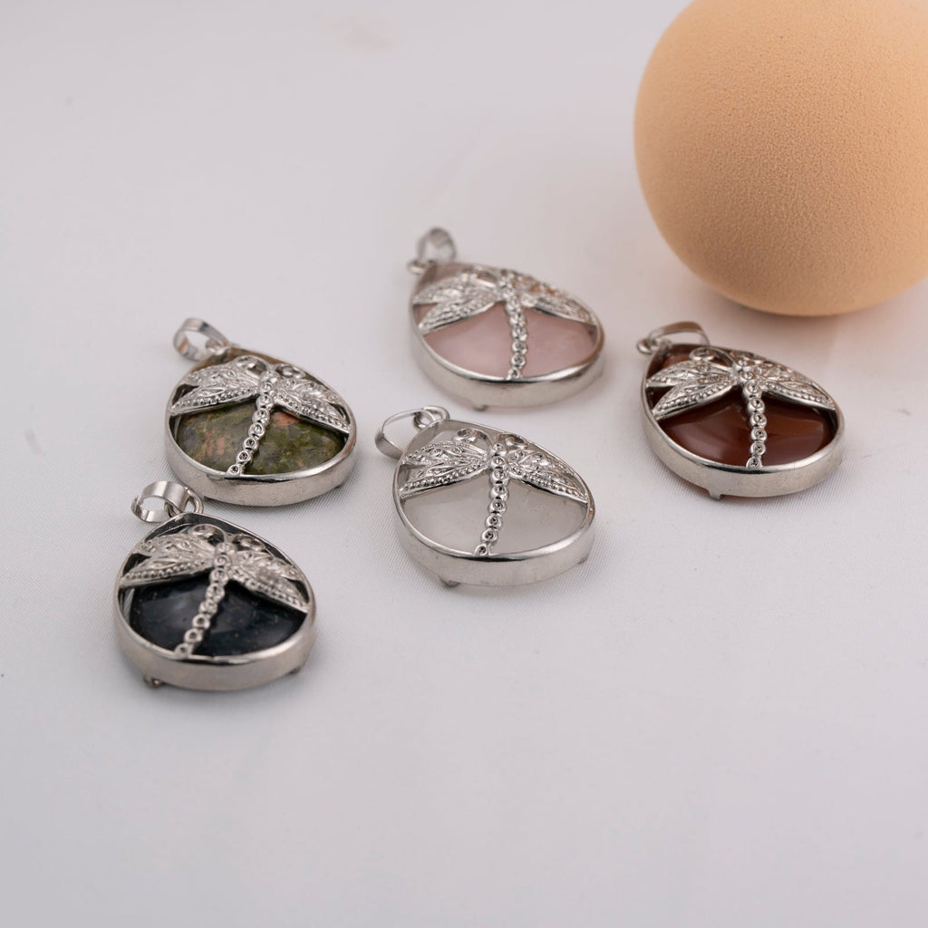 Inlay Dargonfly Water Drop Pendant