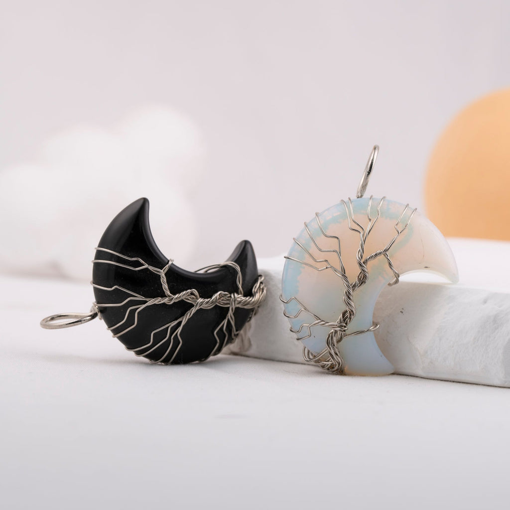 Crystal Wired Moon Pendant