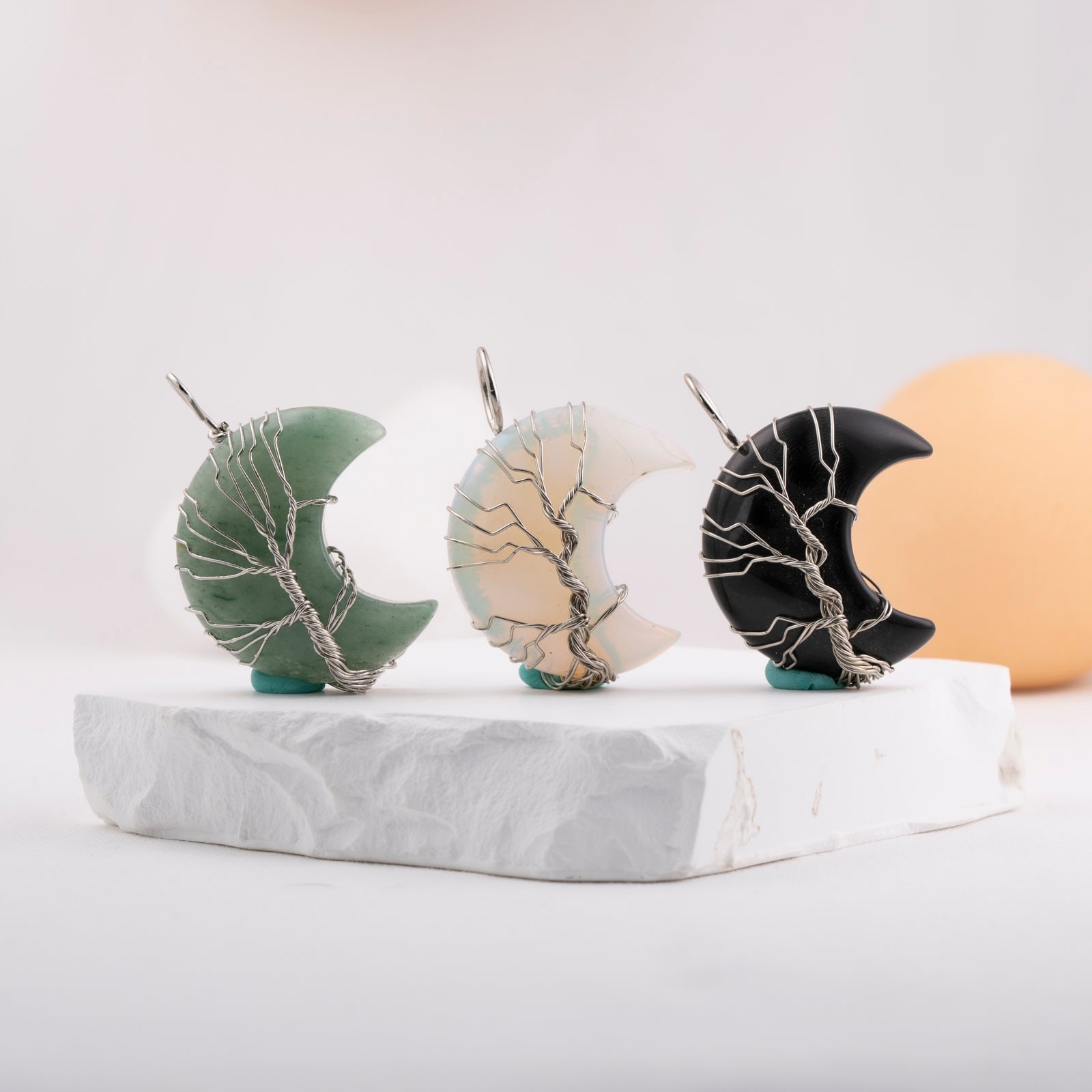 Crystal Wired Moon Pendant