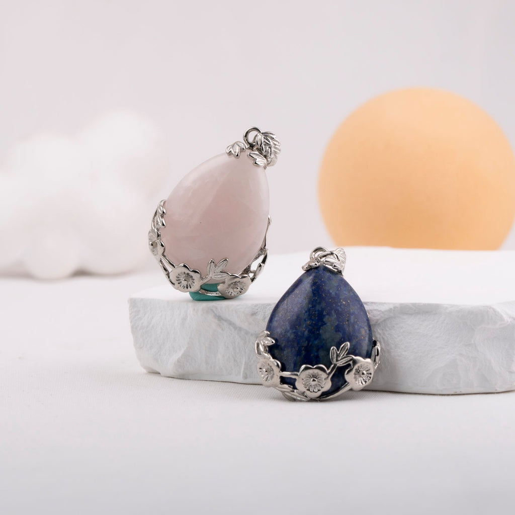 Flower Wraped Water drop Pendant