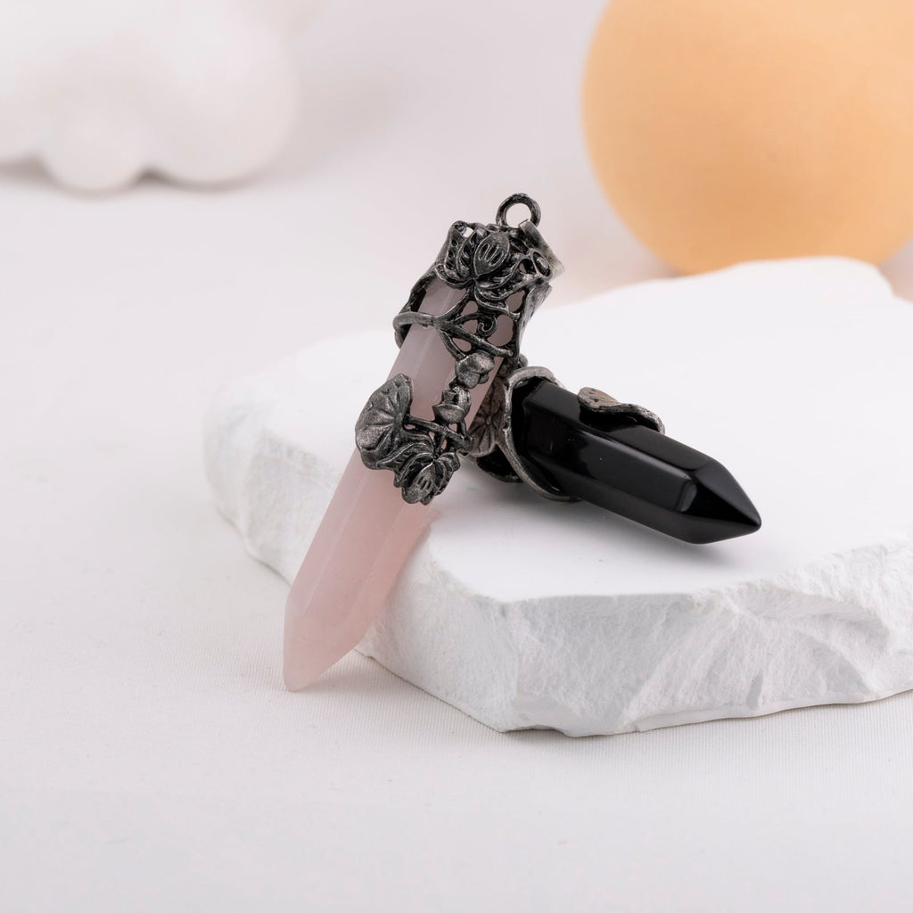 Lotus Wraped Crystal Point Pendant